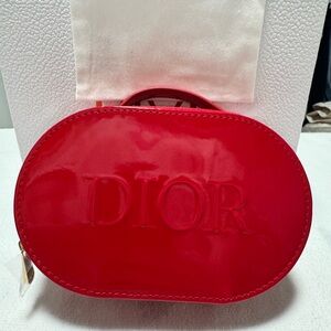 Dior Red Patent Leather Oval Mini Top-Handle Cosmetic bag